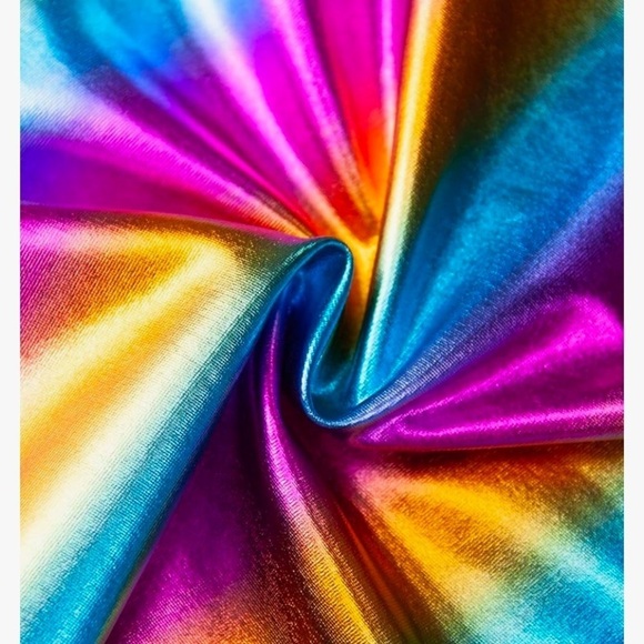 NWT Metallic Liquid Bodysuit High Leg Cut Ruched One Shoulder Leotard Top Rave - Picture 7 of 7